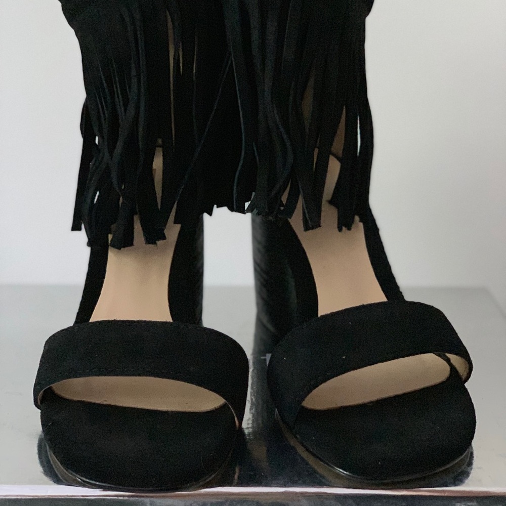 FREE PEOPLE BRENTWOOD Black SUEDE BLOCK HEEL SZ 7